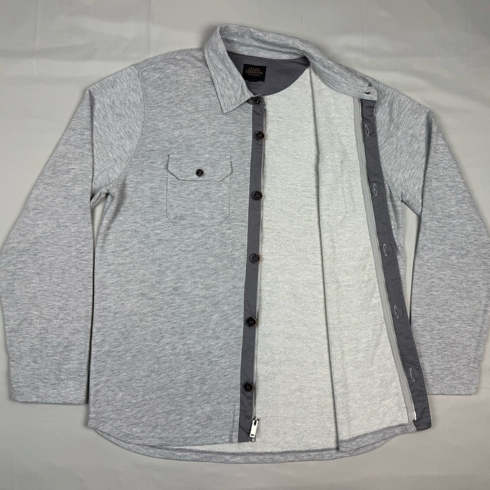 Allen Edmonds Mens French Terry Shirt Jacket XL Heathered Grey Full Zip C6